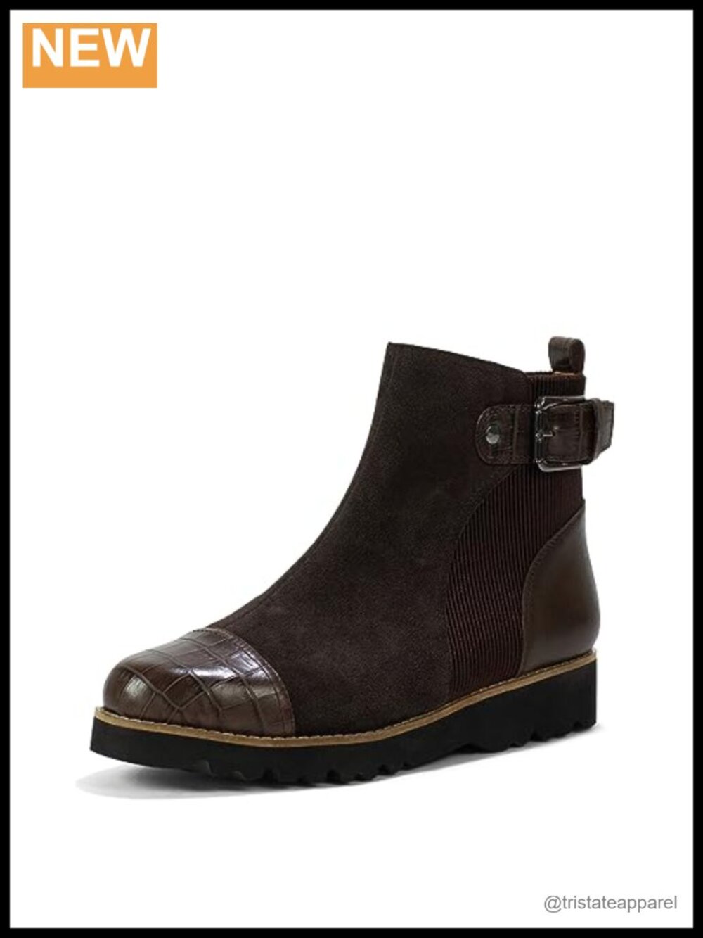Calf Suede Cap Toe Ankle Booties with Block Heel